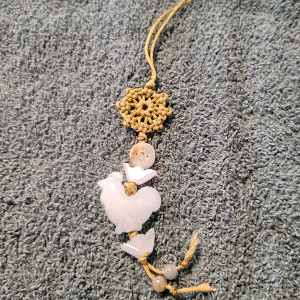ANTIQUE NEPHRITE JADE ON MACRAME STRING
